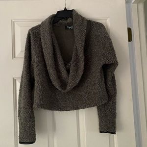 Gray/green low cowl neck sweater stylish